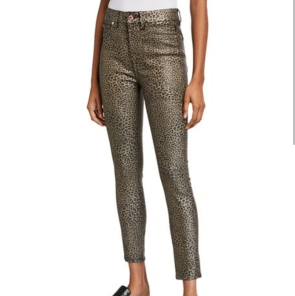 7 For All Mankind Denim - 7 For All Mankind High-Rise Leopard-Print Ankle Skinny Jeans